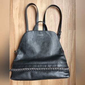 Black leather back pack purse Calvin Klein
